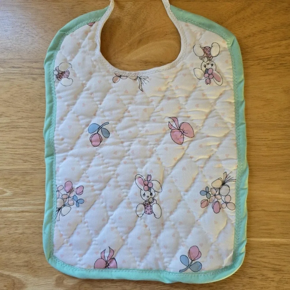 Baby Bib Lamb Quilted Cotton, Precious Moments Fabric Vintage NWOT